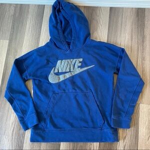 Nike Kids Royal Blue Hoodie with Silver Logo